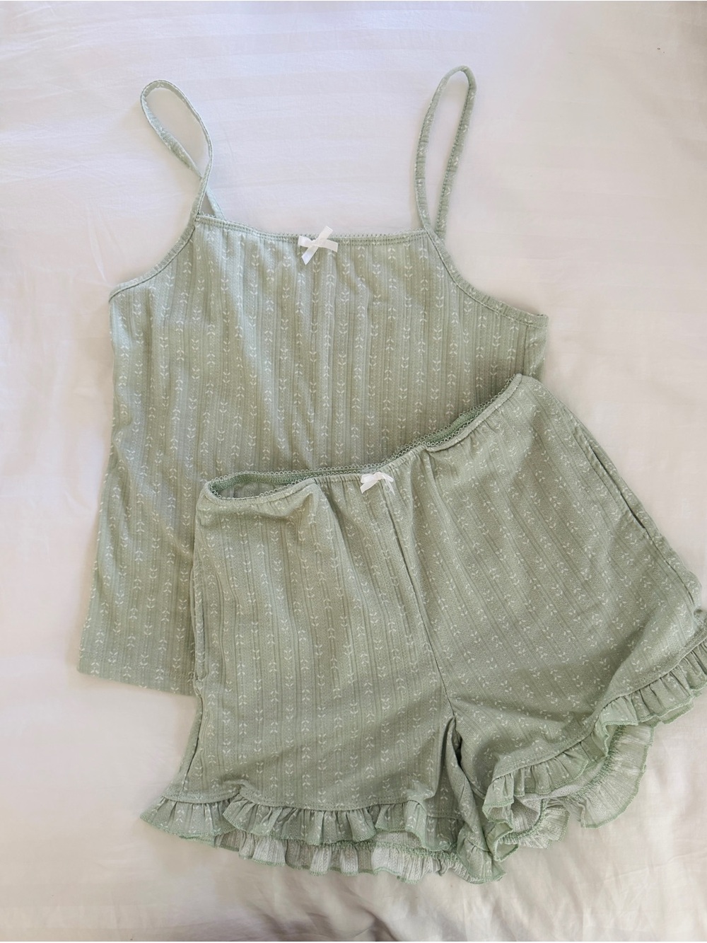 Women's Sage Green Ruffle Cami & Short Sleep Set